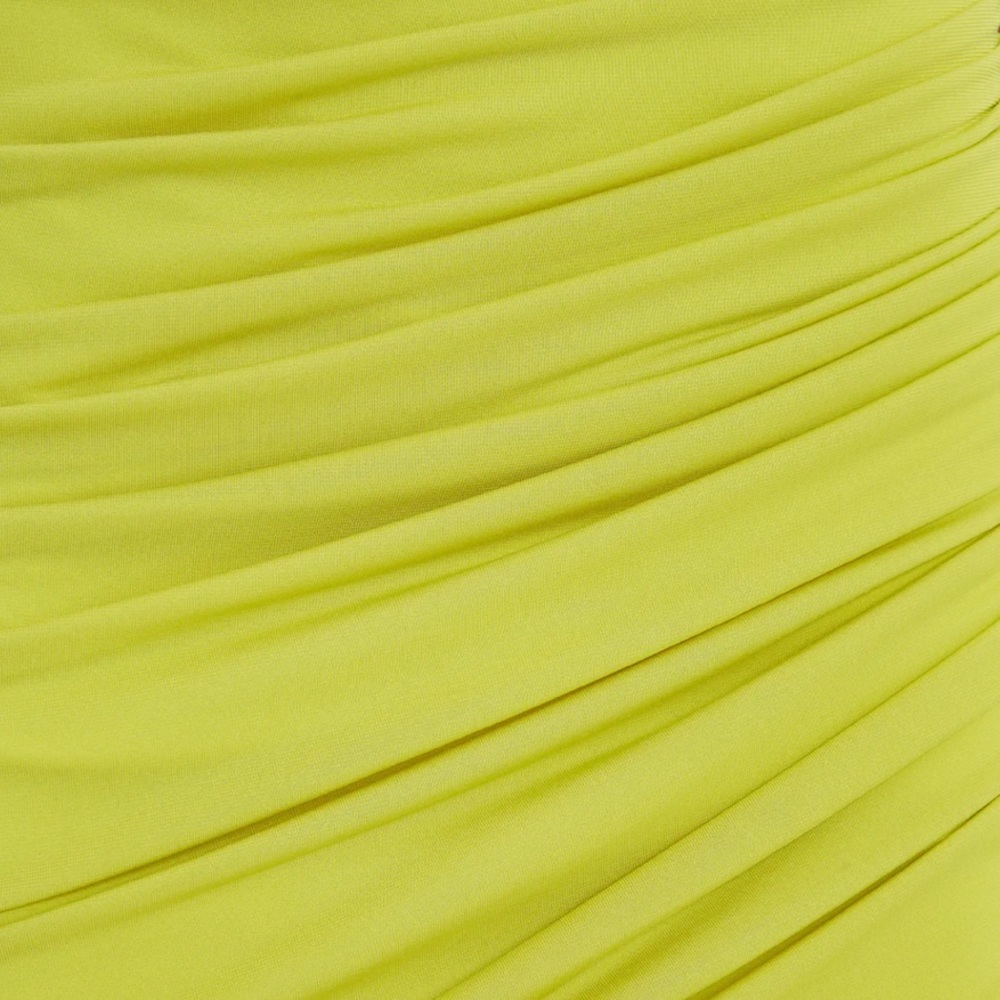 HALSTON Averie Ruched cut out jersey cocktail midi dress in sulfer size 16 - Picture 7 of 10